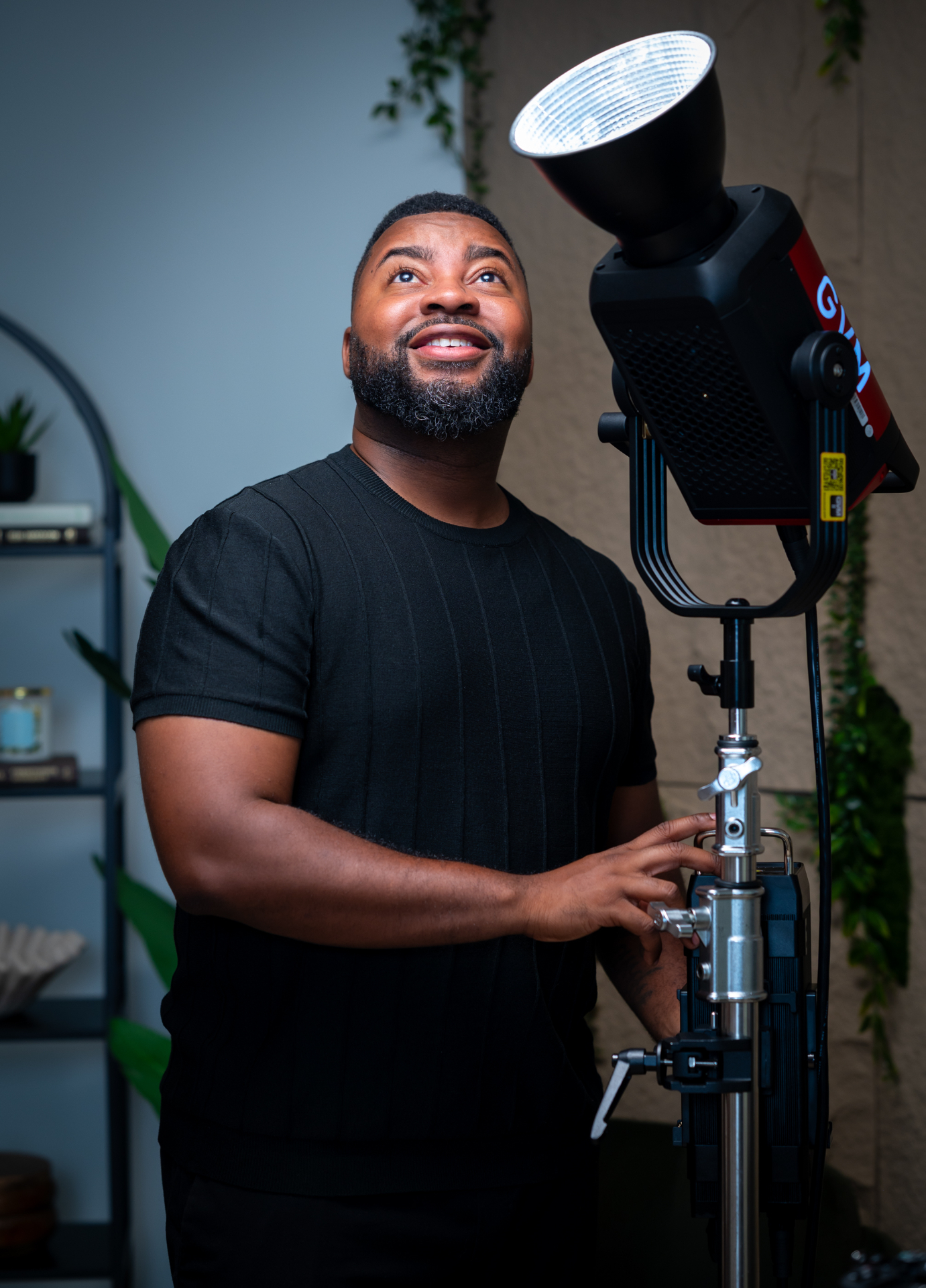 Naji Productions founder with cinema lighting